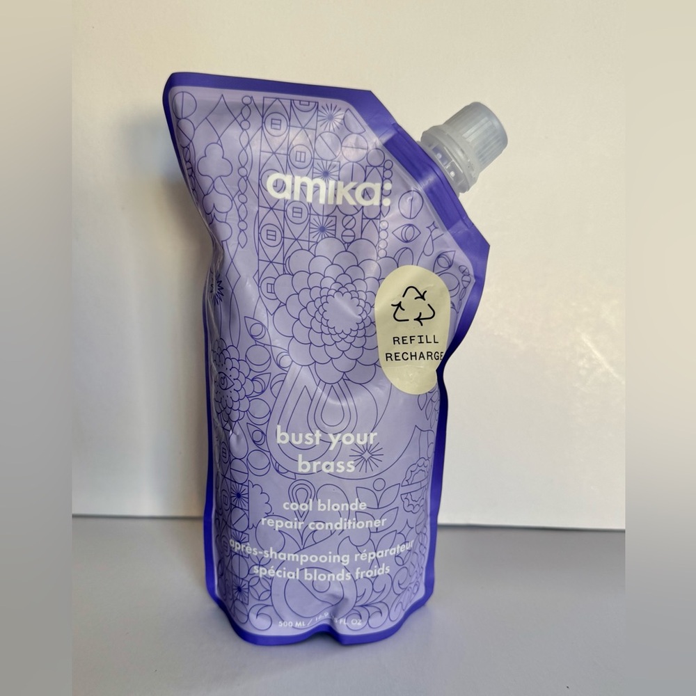AMIKA BUST YOUR BRASS BLONDE PURPLE CONDITIONER (16.9OZ/500ML) JUMBO REFILL BAG